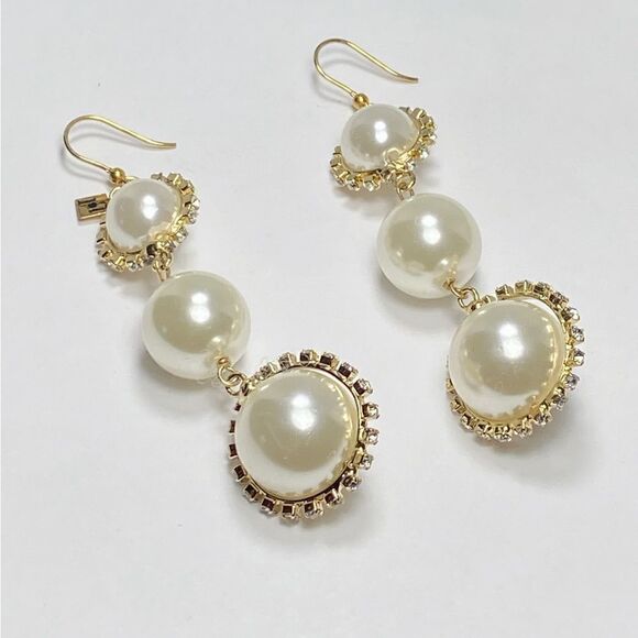 Rosantica Faux Pearl, & Crystal Drop Earrings - Picture 3 of 7